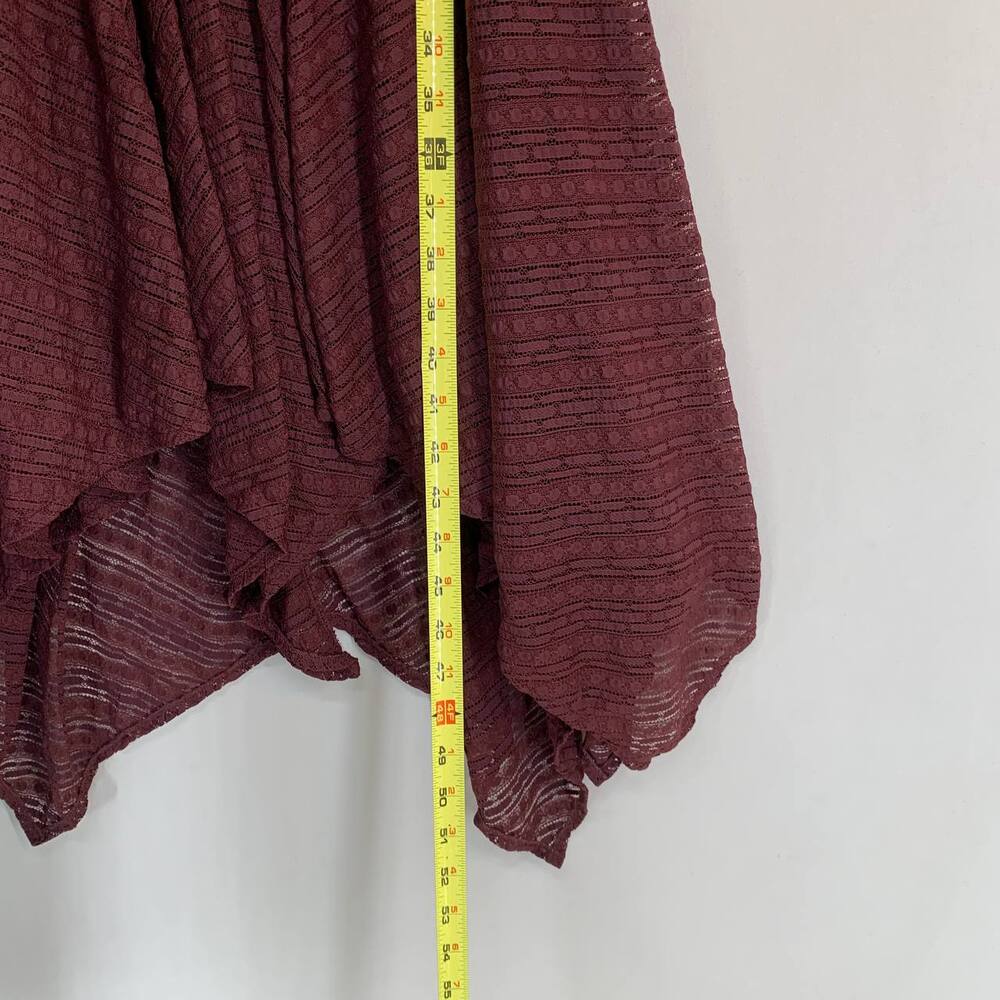 Free People Lila Maxi Dress XS Burgundy Boho Knit Sheer Festival Asymmetric Hem - Picture 12 of 15